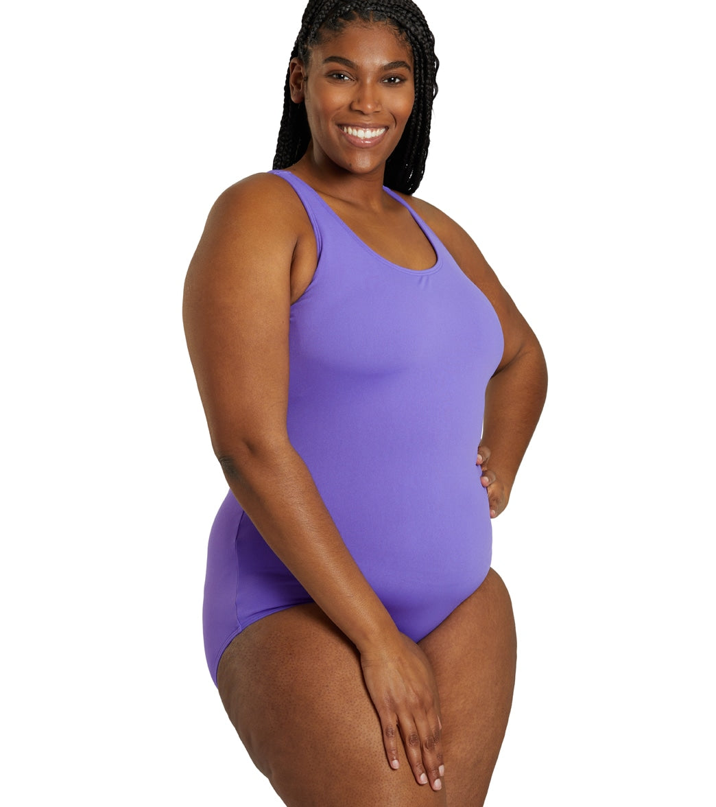 Sporti Plus Size HydroLast Chlorine Resistant Moderate Scoop Back One Piece Swimsuit