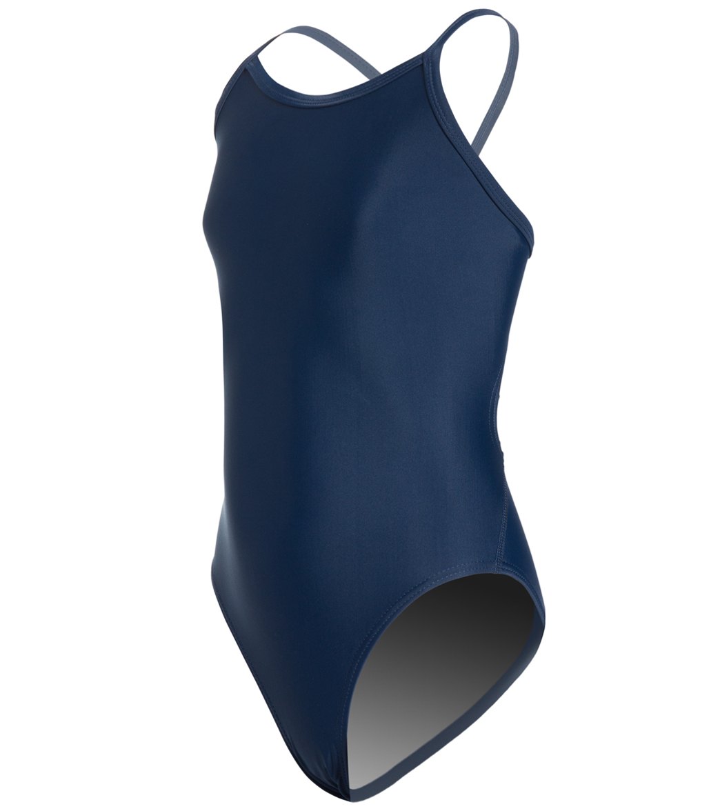 iSwim Essential Solid Thin Strap One Piece Swimsuit Youth (22-28) Navy