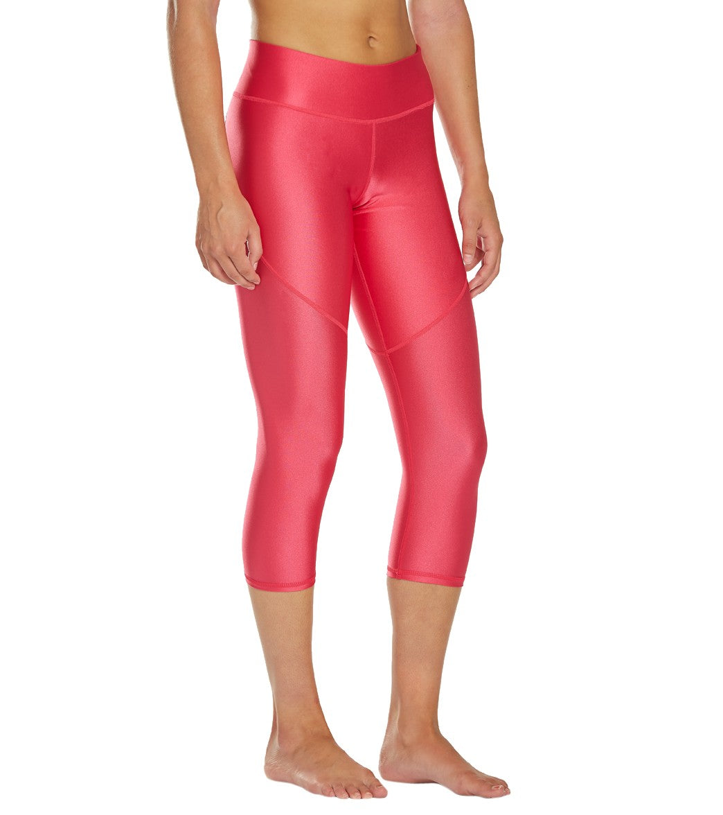 Dolfin Uglies Women's Revibe Solid High-Shine Aqua Capri Pant Cherry Pink