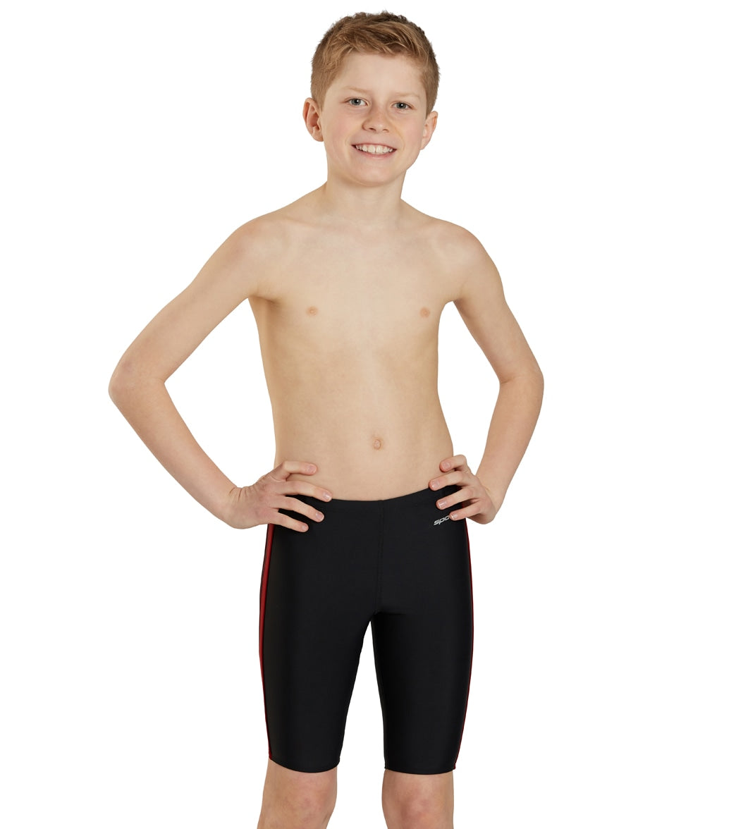 Sporti Piped Splice Swim Jammer Swimsuit Youth (22-28) Black/Maroon