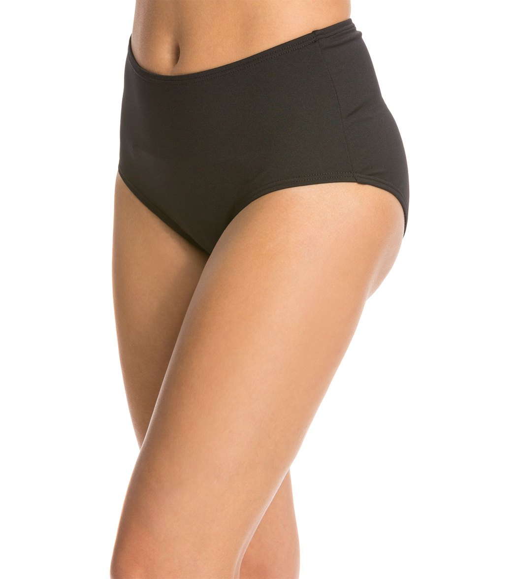 TYR Women's Solid High Waist Bikini Bottoms Black